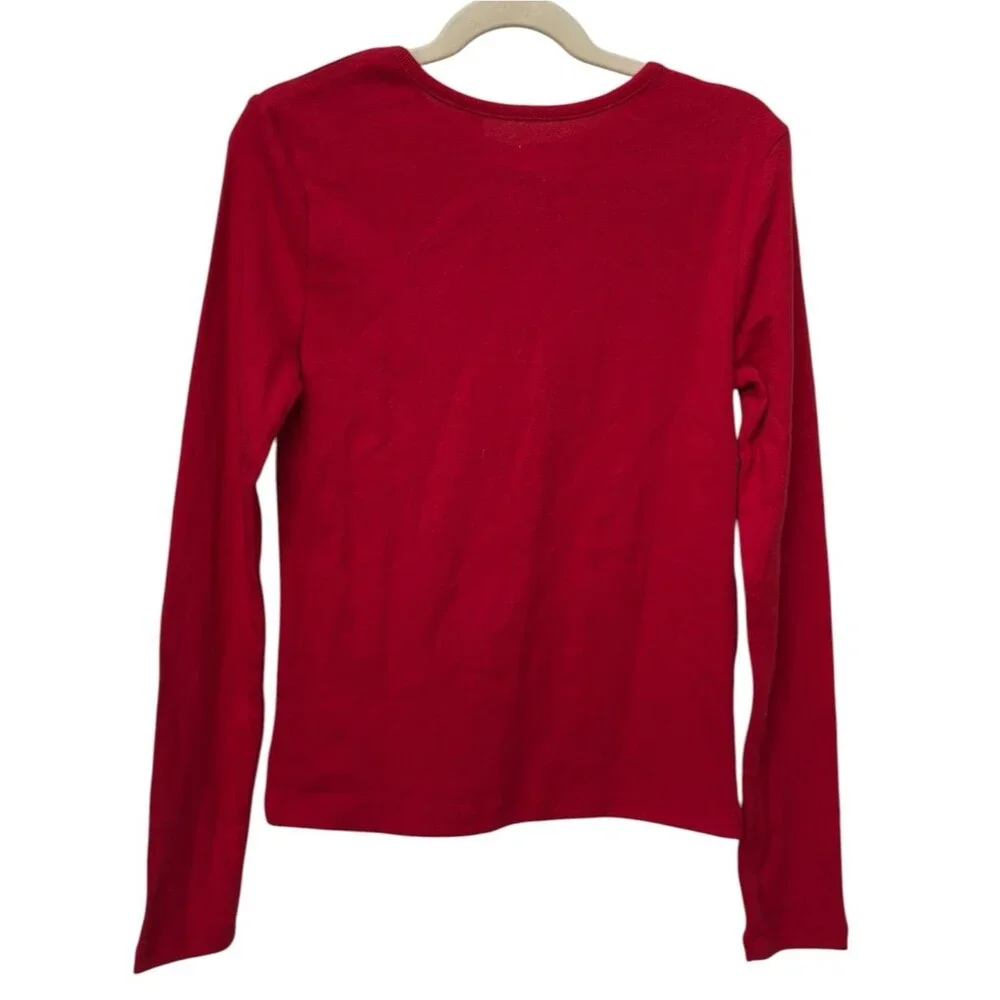 GAP Kids Girls Red Keyhole Bow Long Sleeve Fitted Top Shirt. Large. 10. NEW.